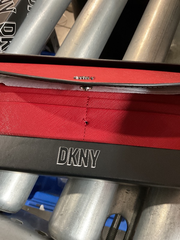 Photo 1 of (Damaged)(see images)DKNY Women's Phoenix Flap Wallet, Bright Red/Silver, One Size