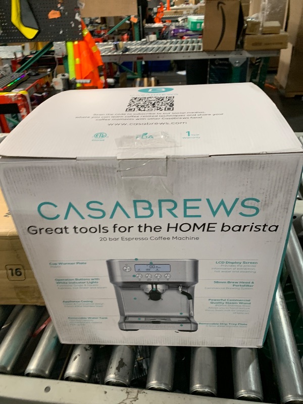 Photo 1 of CASABREWS Ultra Espresso Machine with LCD Display, Powerful Milk Frother and Customizable Brewing Temperature, Provides Barista-Level Lattes and Cappuccinos