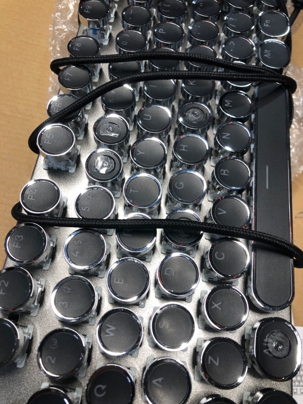 Photo 1 of (used)(damaged)(see images) AULA F2088 Typewriter Style Mechanical Gaming Keyboard Blue Switches,Rainbow LED Backlit,Removable Wrist Rest
