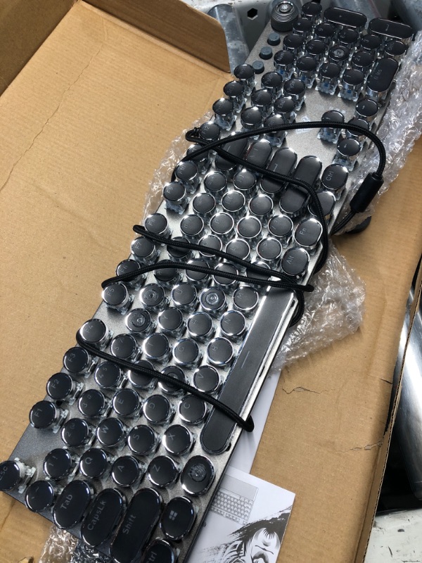 Photo 1 of (used)(damaged)(see images) AULA F2088 Typewriter Style Mechanical Gaming Keyboard Blue Switches,Rainbow LED Backlit,Removable Wrist Rest