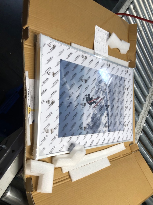 Photo 1 of 16x24 Metal Picture Frame, Thin Aluminum 16 x 24 Photo Frame with 12x18 Mat, Cross-Hatch Brushed Design, High Definition Plexiglass, Vertical and Horizontal Display, Wall Hook Hanging Hardware Included, Silver