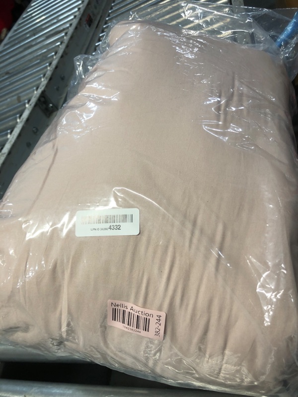 Photo 1 of (see all images) Masaca Taupe Ruffled Comforter Set for Queen Bed,3 Pieces Vintage Farmhouse Shabby Bedding Set Lightweight 