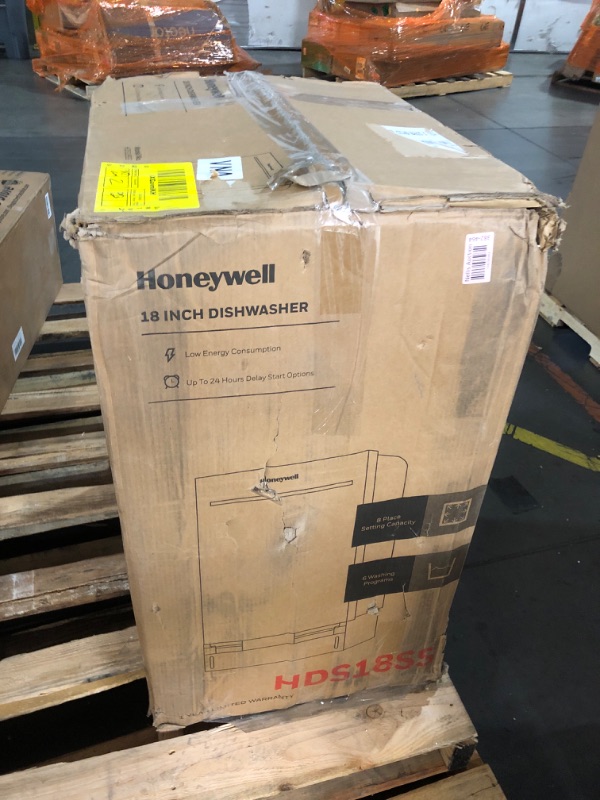 Photo 1 of ***(MAJOR DAMAGE/ MISSING PARTS)***
Honeywell 18 Inch Dishwasher with 8 Place settings, 6 Washing Programs, Stainless Steel Tub, UL/Energy Star- Stainless Steel