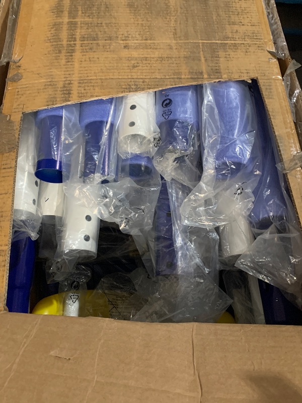 Photo 1 of ***FACTORY SEALED***Sportspower Super 9 Metal Swing Set: Teeter Totter, 2 Kid Glide Ride Swing/Roman Glider Swing, Standing Swing + Trapeze Bar, Blow Molded Swing + 5' Wavy Slide Bonus 4pc Anchor Kit*, Blue/Yellow