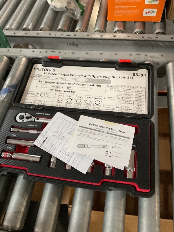 Photo 1 of BILITOOLS 9-Piece Spark Plug Socket Set with Click Torque Wrench, 3/8 Inch Magnetic Swivel Spark Plug Socket, Extension Bar, Cr-V Steel