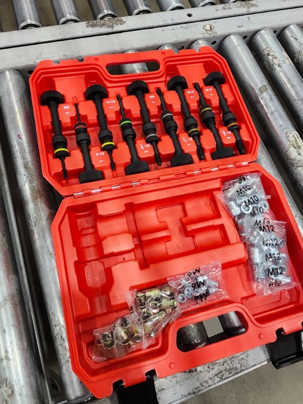 Photo 1 of ***********FOR PARTS ONLY- MISSING THE TOOL***************
AOBEN Rivet Nut Tool Kit, Nutsert Gun Kit, Upgraded Rivnut Tool with 10 Metric and SAE Madrels, 100 Pcs Rivnuts, and Rugged Carrying Case