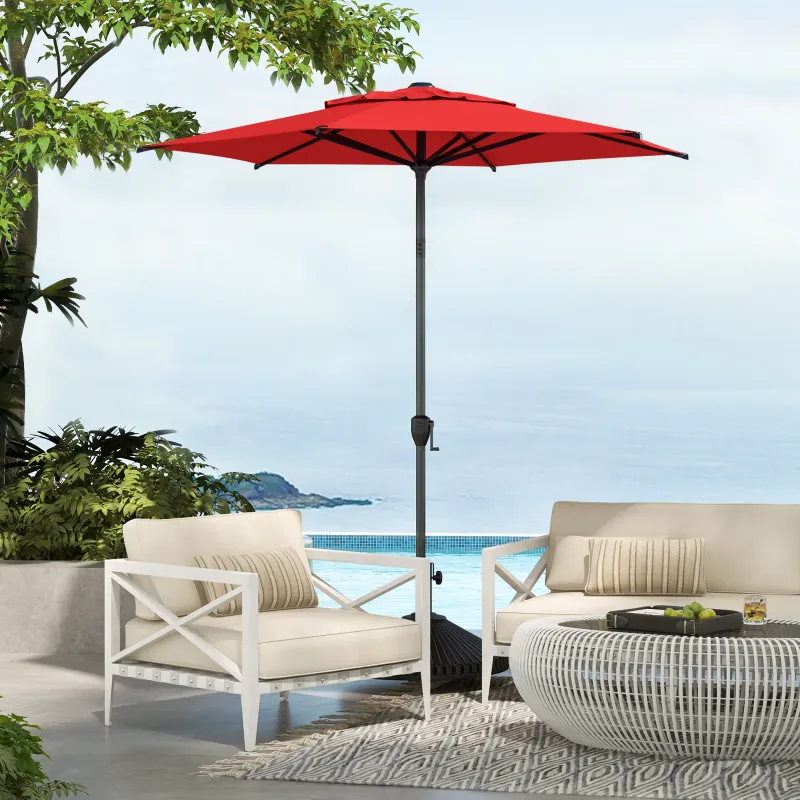 Photo 1 of **PARTS ONLY/BROKEN FRAME**Abba Patio 7.5ft Oslo Outdoor Umbrella w/ Push Button Tilt & Crank, 6 Ribs, Dark Red
