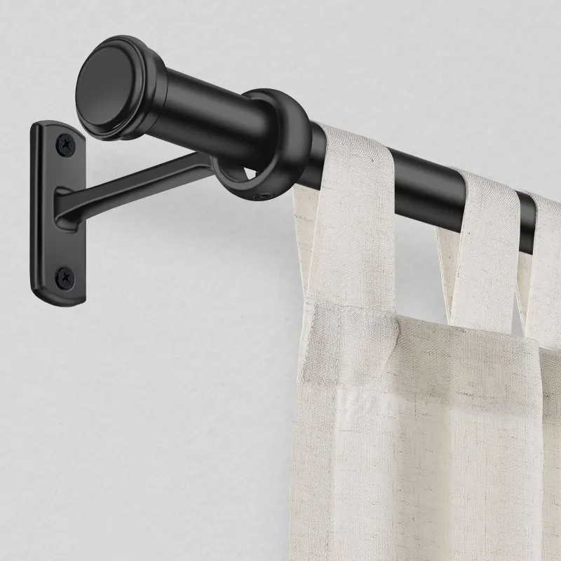 Photo 1 of 1" Rust-Resistant Curtain Rod,Black Curtain Rods for Windows 144 to 168", End Indoor/Outdoor Single Curtain Rod
