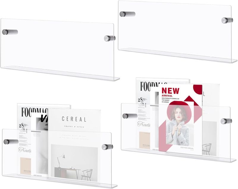 Photo 1 of **NO HARDWARE***MISSING HARDWARE***
CYEAH 4 Pcs Acrylic Magazine Holder Brochure Holder, Record Holder Magazine Rack, Wall Mount Hanging Bookshelf Literature Storage Rack, Brochure File Display Shelf for Waiting Room Office Home  ***(NOT IN BOX, NO PACKAG