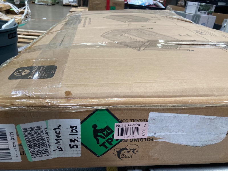 Photo 1 of ***(SELLING AS PARTS ONLY, MISSING PIECES)*** Dream On Me Folding Full Size Convenience Crib In White, Two Adjustable Mattress Height Positions, Comes With Heavy Duty Locking Wheels, Flat Folding Crib  ***(BOX RIPPED/TORN)***
