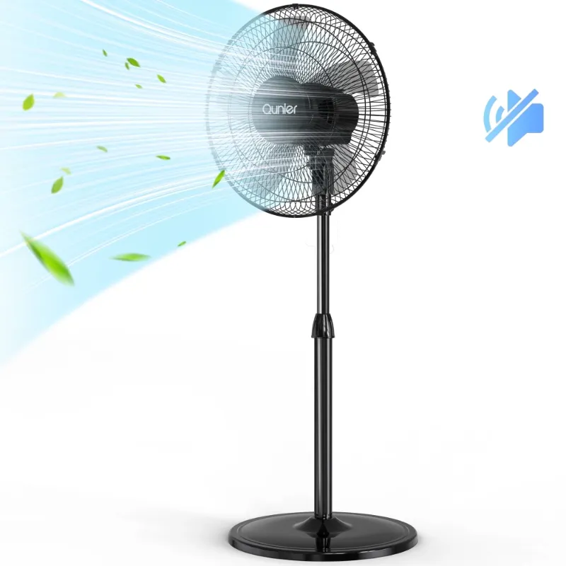 Photo 1 of 16" Oscillating Pedestal Fan, 3-Speeds Stand up Fan with Adjustable Height and Tilt, Less Noise, for Home Office Room Bedroom, Black
