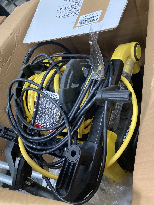 Photo 1 of   ***(HEAVILY USED CONDITIONGRASS,DUST/DIRT RESIDUE, HEAVILY USED CONDITION, SOME SCUFFS/SCRATCHES, BOX RIPPED/TORN)*** 

K2200PSB 2200 PSI 1.2 GPM CETA Certified Electric Power Pressure Washer with Surface Cleaner + Turbo, 15°, 40°, & Soap Nozzles  ***(H