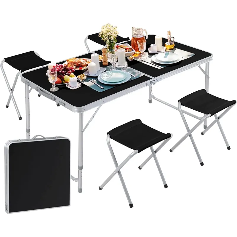 Photo 1 of **CHAIRS NOT INCLUDED**


SUSUZI Portable Folding Table with 4 Chair Seats, Foldable Camping Picnic Desk Table for Beach Picnics and Outdoor Cooking, Aluminium Alloy
