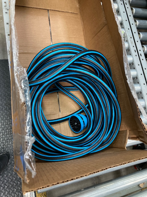 Photo 1 of 100 ft Non-expanding Garden Hose, 2025 Durable Water Hose, Leak-Proof Multi-Layer Outdoor Hose with Solid Brass Connectors Fittings for Lawn Car Watering Plants Cleaning, Black-Blue