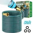 Photo 1 of 100 ft Non-expanding Garden Hose, 2025 Durable Water Hose, Leak-Proof Multi-Layer Outdoor Hose with Solid Brass Connectors Fittings for Lawn Car Watering Plants Cleaning, Black-Blue