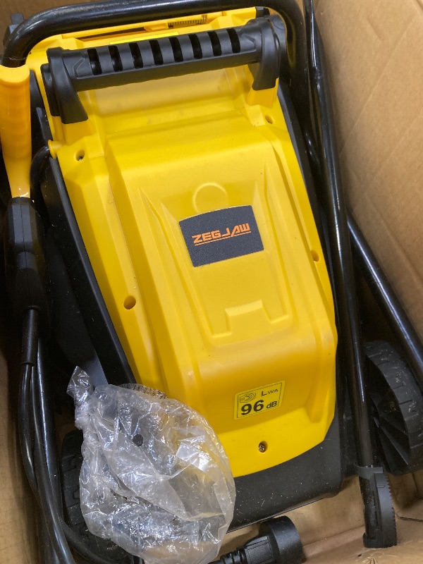Photo 1 of ***SELLING AS PARTS ONLY *** 
ZEGJAW Electric Lawn Mower Corded, 13 Inch 11-Amp Lawn Mowers with 8 Gallon Collection Bag, 3-Position Cutting Height Adjustment for Lawn Care
