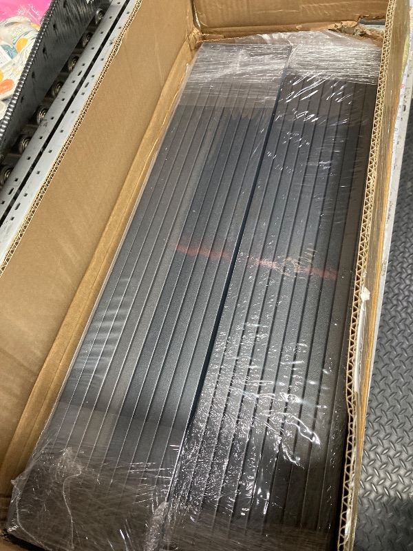 Photo 1 of 100 Pack Deck Balusters 26'' Rectangle Staircase Baluster, Black Metal Deck Spindle and Stairs Railing,Hollow Flat Deck Balusters for Deck Railing Porch