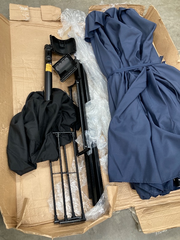 Photo 1 of **MISSING PARTS**Caprihom Large Patio Umbrella with Base Included,15ft Double Sided Outdoor Rectangular Patio Umbrella with Crank Handle, for Lawn Garden, Blue