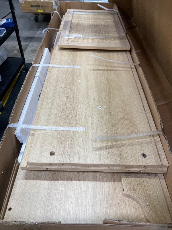 Photo 1 of  Sideboard Buffet Cabinet With Power Outlet & LED Light, Kitchen Storage Cabinet With 2 Fluted Acrylic Drawers & 4 Rattan Doors, Coffee Bar Cabinet Wood Buffet Table for Kitchen, Dining Room 