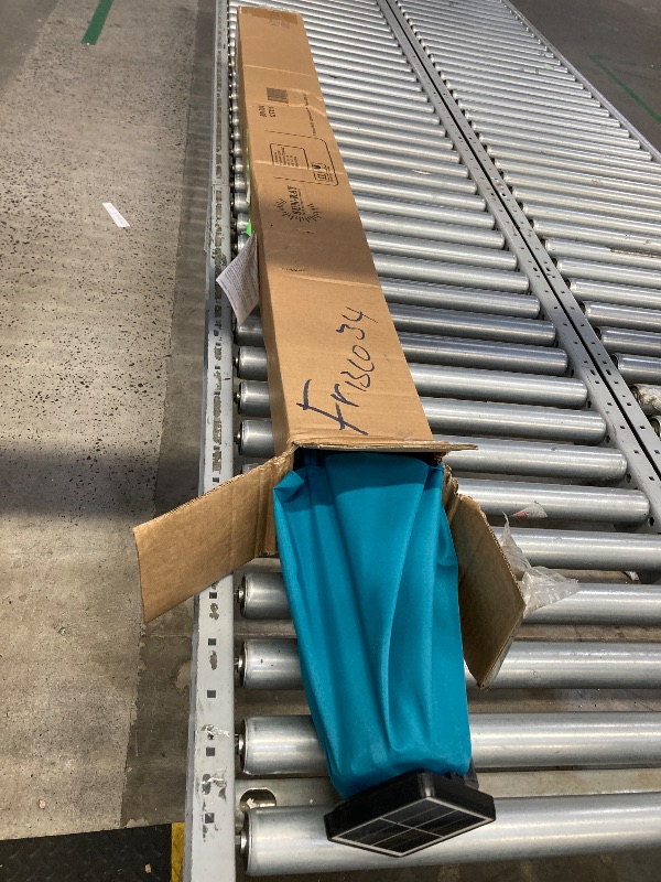 Photo 1 of **UMBRELLA IS OFF**SunRay 9 FT 32 LED Patio Solar Umbrella w/ Push Button Tilt and Crank Outdoor Umbrella Teal