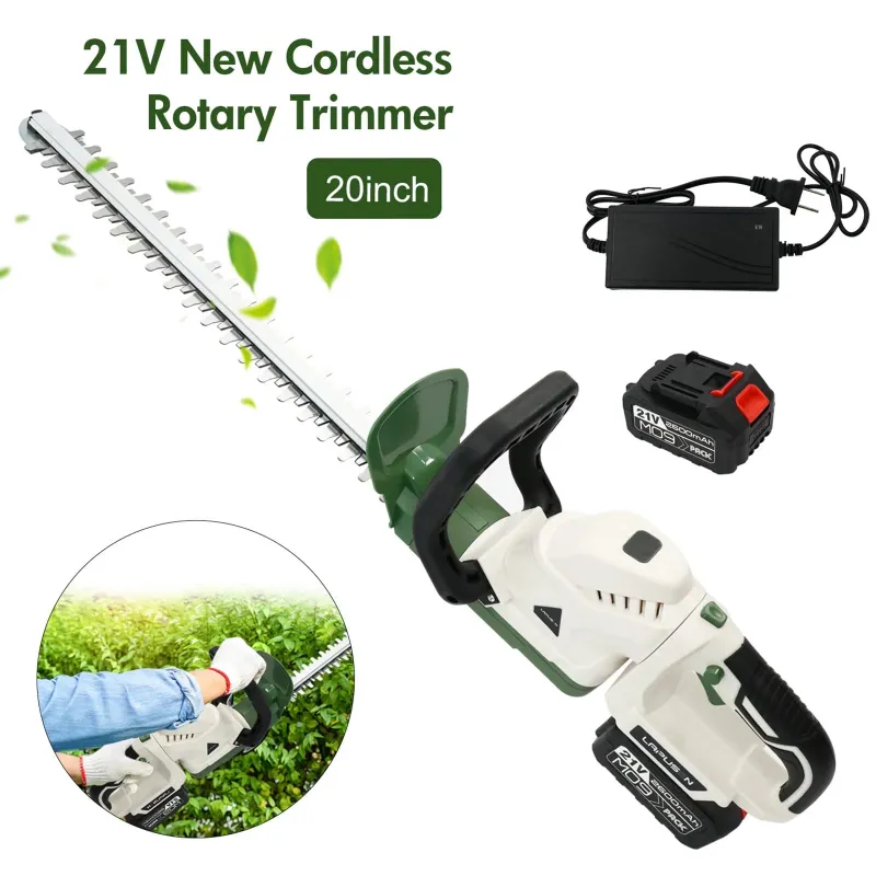 Photo 1 of 21V Cordless Hedge Trimmer with 20" Dual-Action Blade, Handle Electric Hedge Trimmer with 3.0Ah Battery and Fast Charger for Garden, Shrub, Grass and Lawn, Up to 20000 RPM, Green
