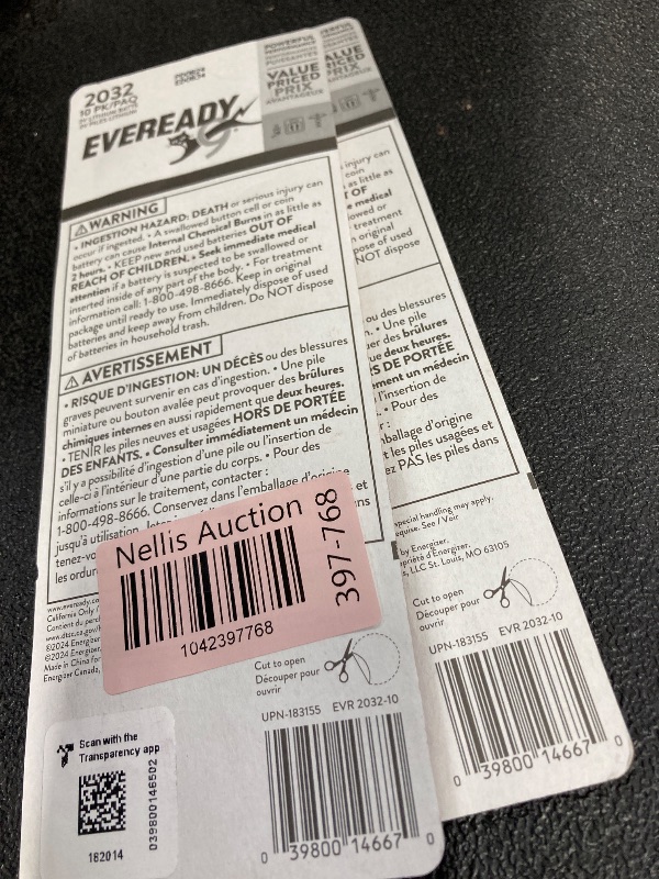 Photo 1 of 2 pack Eveready CR2032 Lithium 3V Coin Battery 10 Pack, Batteries for Watches, AirTags, Key Fobs, Small Electronics