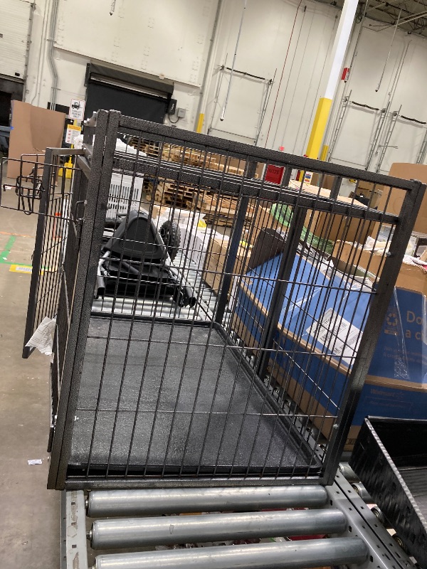 Photo 1 of  Stackable Dog Crate with Divider 43'' Rolling Heavy Duty Dog Cage with Open Top/ 2 Removable Trays for Small/Medium Dog