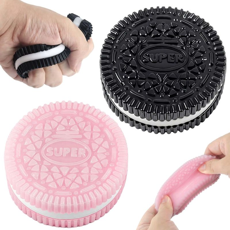 Photo 1 of **MISSING THE CHOCOLATE**2Pcs Squishy Toys,Fidget Toys,Taba Fidget SquishyToys,Stuffers for Kids Birthday Gift for Boys and Girls Brthiday Funny Gifts,Cute Kawaii Stress Relief Toy Black Shell, Pink Core Cookie Squishies