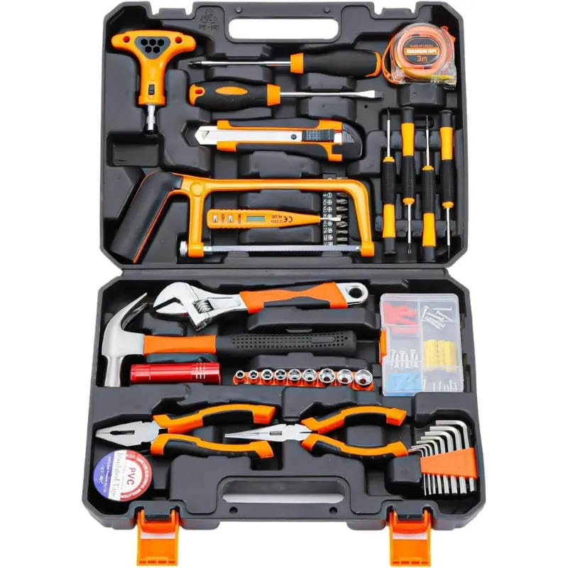 Photo 1 of 105 Piece General Household Tool Set in Toolbox Storage Case with Essential Hand Tools for Everyday Home Repairs, DIY and Crafts