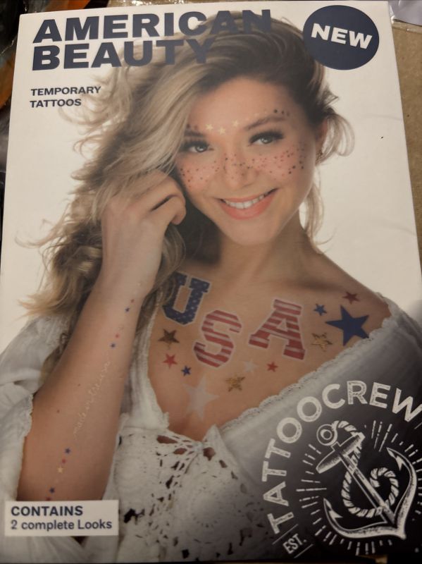Photo 1 of 2 X American Beauty Face Temporary Tattoo, USA, 4th of July, Olympics, Labor Day
