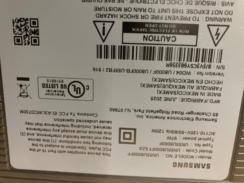 Photo 1 of SAMSUNG 55-Inch Class Crystal UHD U8000F 4K Smart TV (2025 Model) Endless Free Content, Crystal Processor 4K, MetalStream Design, Knox Security, Compatible with Alexa