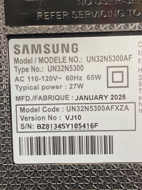 Photo 1 of ***(NO PLUG, NO REMOTE,UNTESTED,***SELLING AS IS***)
 SAMSUNG 32" Class FHD (1080P) Smart LED TV (UN32N5300)
