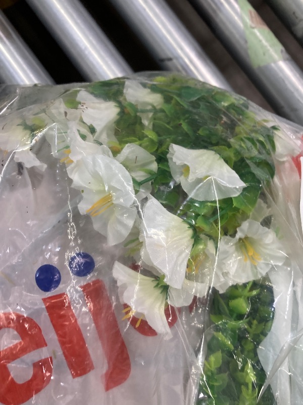 Photo 1 of ***USED/NOT IN BOX)***
Ivydale Artificial Fake Hanging Flowers Plants Baskets for Outdoor Spring Summer Decoration, Faux Silk White Morning Glory Look Real UV Resistant for Outside Porch Patio Balcony Yard Front Door Garden
