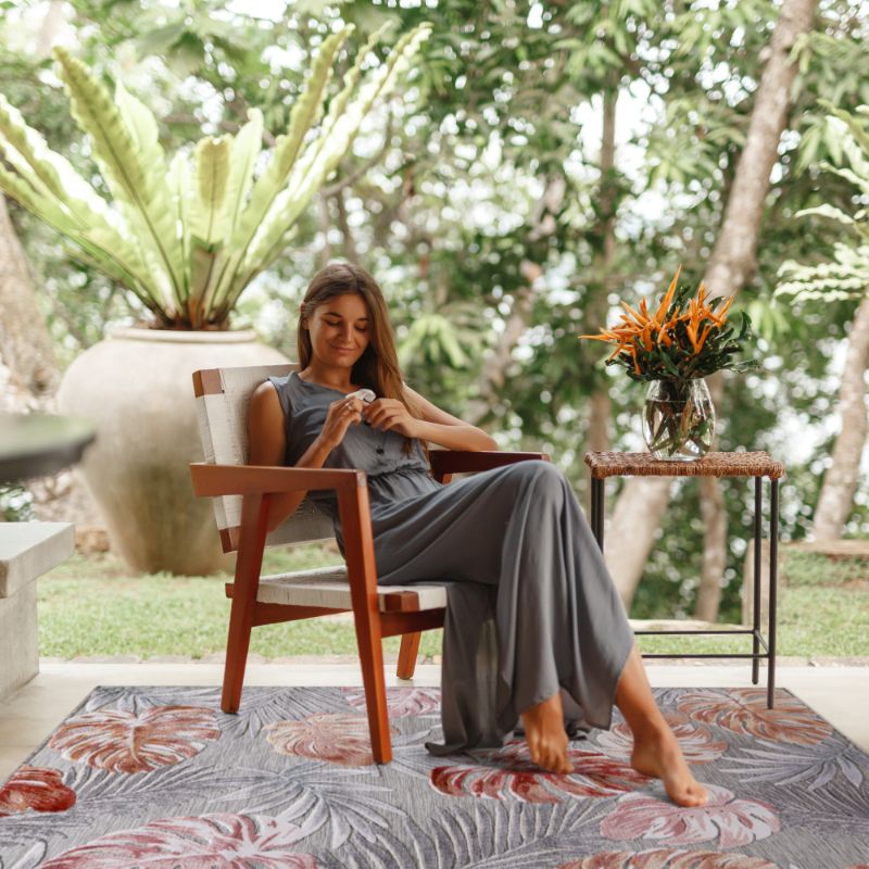 Photo 1 of **HAS SOME SPOTS ON BACK FROM OPENED PACKAGING**CAMILSON Spring Leaf Tropical Botanical Easy-Cleaning Non-Shedding Washable Outdoor Indoor Area Rug Multi 6x9