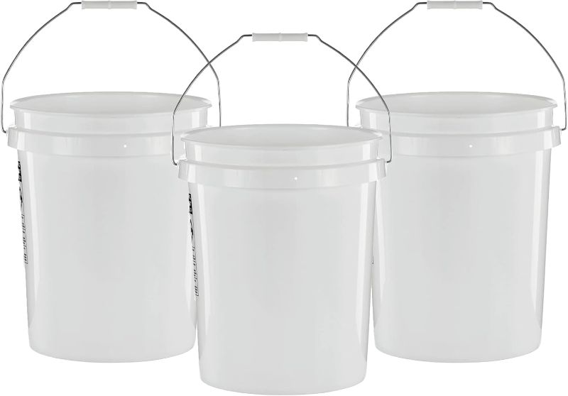 View 1 of
(1)
3 Pack | Premium 6 Gallon Bucket, Food Grade BPA Free - no Lid (White