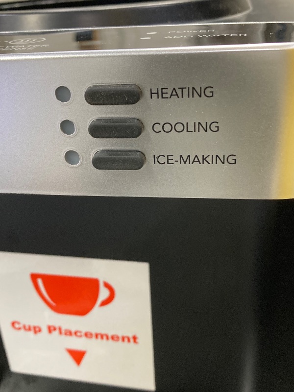 Photo 1 of ***USED, SOME SCUFFS/SCRATCHES, STICKER RESIDUE, NOT IN BOX, NO PACKAGING)***
 Water Dispenser with Ice Maker Function, Top Loading Hot and Cold Water Cooler for 5 Gallon Bottle - Includes Child Safety Lock - Water Machine for Home, Office, Garage - Black