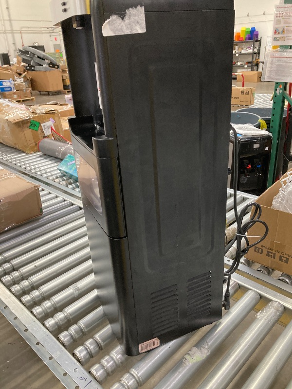 Photo 1 of ***USED, SOME SCUFFS/SCRATCHES, STICKER RESIDUE, NOT IN BOX, NO PACKAGING)***
 Water Dispenser with Ice Maker Function, Top Loading Hot and Cold Water Cooler for 5 Gallon Bottle - Includes Child Safety Lock - Water Machine for Home, Office, Garage - Black