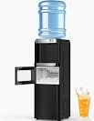 Photo 1 of ***USED, SOME SCUFFS/SCRATCHES, STICKER RESIDUE, NOT IN BOX, NO PACKAGING)***
 Water Dispenser with Ice Maker Function, Top Loading Hot and Cold Water Cooler for 5 Gallon Bottle - Includes Child Safety Lock - Water Machine for Home, Office, Garage - Black