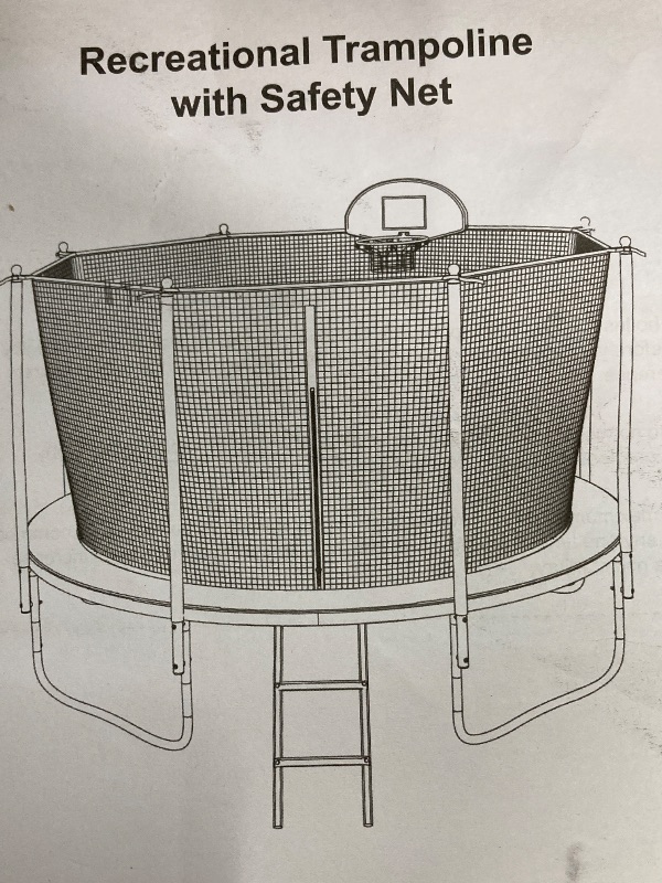 Photo 1 of 1500 LBS 16FT Outdoor Trampoline for Kids and Adults with Safety Enclosure Net, Basketball Hoop and Ladder (Green)