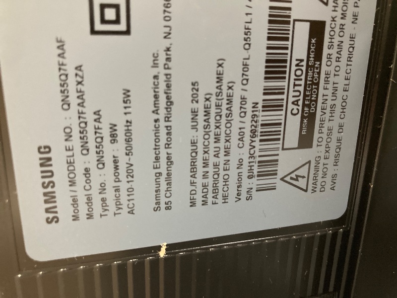 Photo 1 of ** PARTS ONLY  ** Samsung 55-Inch Class QLED Q7F Series Samsung Vision AI Smart TV (2025 Model, 55Q7F) Quantum HDR, Object Tracking Sound Lite, Q4 AI Gen1 Processor, 4K upscaling, Gaming Hub, Alexa Built-in