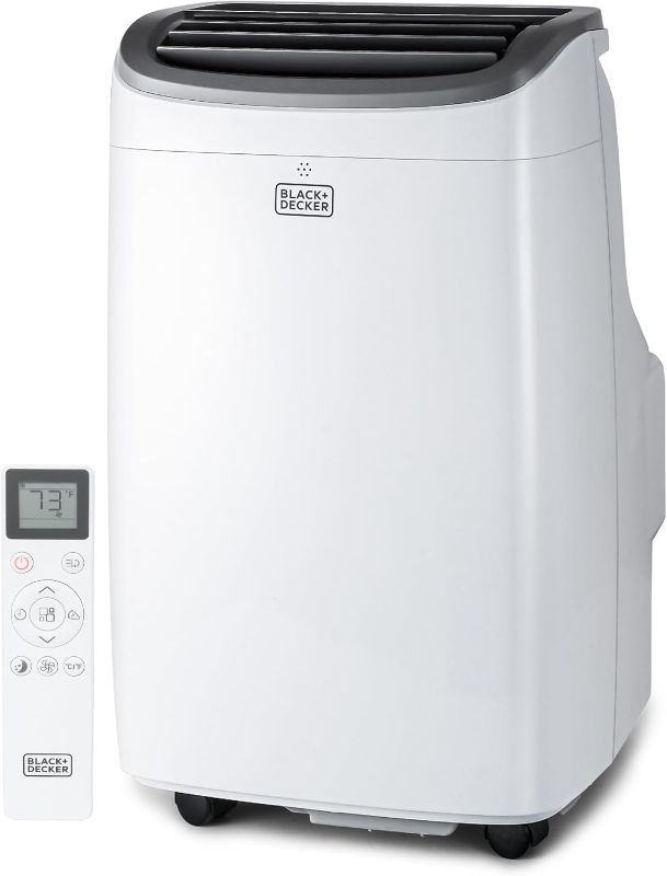 Photo 1 of **NO BOX/WINDOWN KIT PARTS HAVE SOME DAMAGE/REMOTE HAS NO BACK COVER**BLACK+DECKER Portable Air Conditioner, 10,000 BTU (6,300 BTU SACC) for Rooms up to 450 Sq. Ft., Portable AC with Follow Me Remote Control and Window Kit, BPACT10WT, White