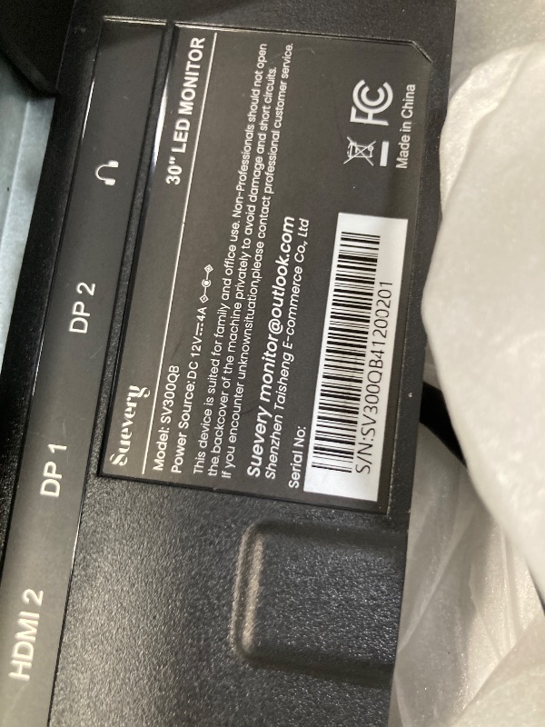 Photo 1 of ***PARTS ONLY***
Suevery 30" Curved Ultrawide Monitor WFHD 200Hz 1500R HDMI DP Black