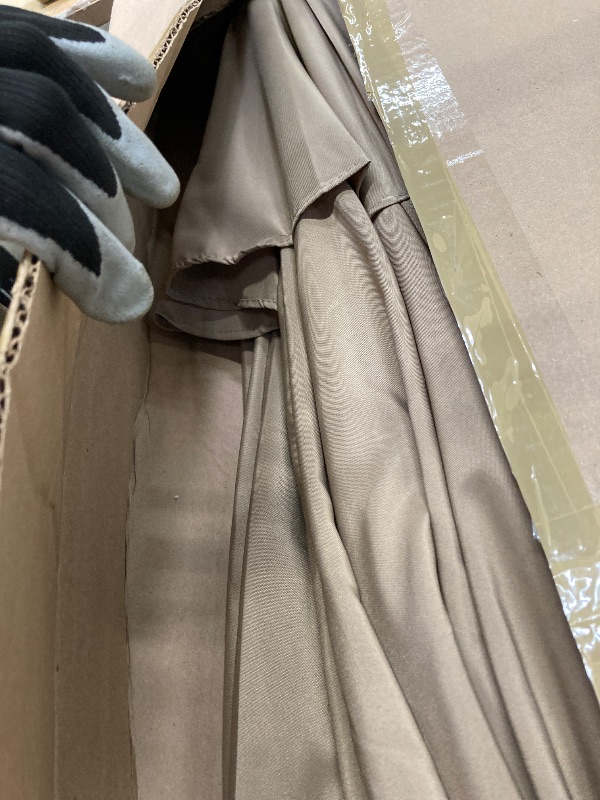 Photo 1 of **BROKEN FRAME/PARTS ONLY**ZUNMOS 9FT Outdoor Patio Umbrella with Push Button Tilt and Crank Handle, Market Umbrella with 8 Sturdy Umbrella Ribs, UV Protection, Waterproof, Khaki
