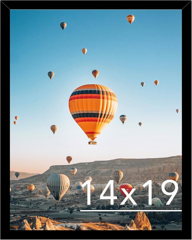 Photo 1 of 14x19 Picture Frame Black for Poster Photo Picture, Horizontal and Vertical Formats for Wall Hanging, 14 x 19 Wall Gallery Poster Photo Frame with Shatter Resistant Plexiglass,Black