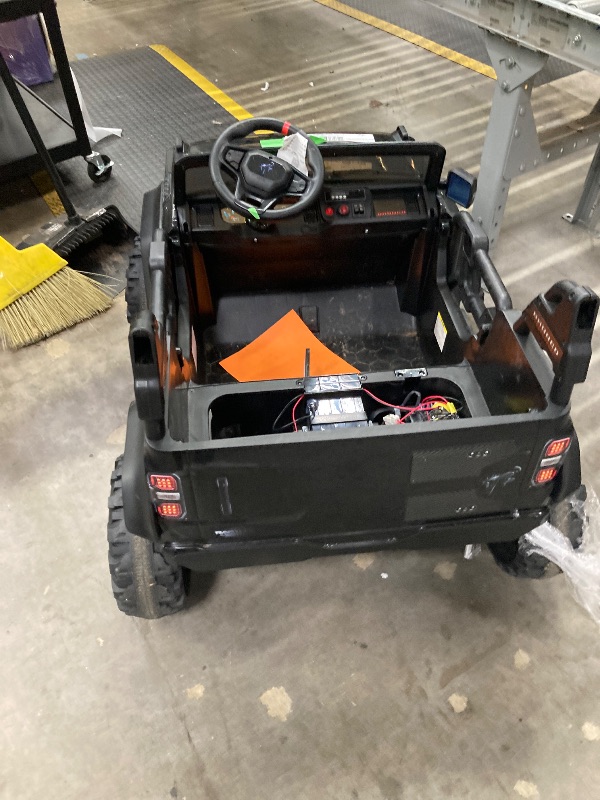 Photo 1 of 12V Ride on Toys for Kids, Licensed Ford Bronco Raptor Children Electric Vehicles, Toddler Battery Powered Car with Double Doors, 3 Point Safety Belt, Led Lights (12V, Black)
