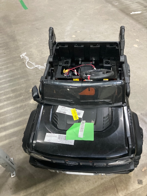 Photo 1 of 12V Ride on Toys for Kids, Licensed Ford Bronco Raptor Children Electric Vehicles, Toddler Battery Powered Car with Double Doors, 3 Point Safety Belt, Led Lights (12V, Black)
