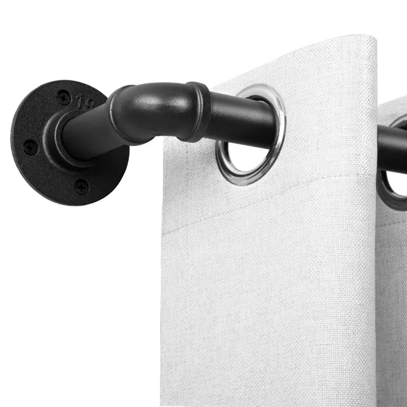 Photo 1 of 1 Inch Industrial Adjustable Curtain Rod for Windows 168 to 240,Indoor/Outdoor Pipe Wrap Around Curtain Rod