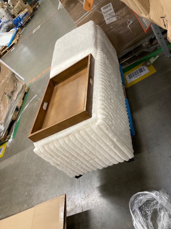 Photo 1 of **INSIDE TRIM IS BROKE THAT SEATS REST ON**Furniture of America Cressida Modern Chenille Storage Bench with Reversible Tray Top, Upholstered Footstool, Rectangular Ottoman for Living Room, Bedroom, Entryway, White