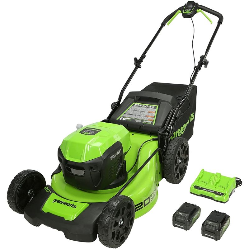 Photo 1 of **MISSING PARTS/NO BATTERY OR CHARGER**Greenworks 48V 20 Brushless Battery-Powered Lawn Mower + Two (2) 4.0Ah USB Batteries and Charger