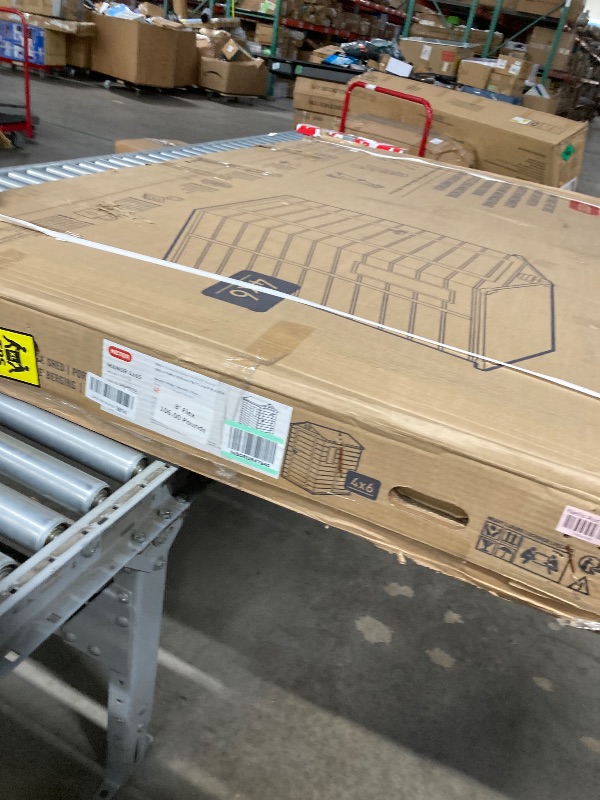 Photo 1 of ***(PARTS ONLY -MISSING PARTS, MISSING BOOKLET, SOME SCREWS MISSING - SELLING AS IS -AS PARTS ONLY) *** BROKE RIPPED/TORN

Manor 4x6 Resin Outdoor Storage Shed Kit-Perfect to Store Patio Furniture, Garden Tools Bike Accessories, Beach Chairs and Lawn Mowe